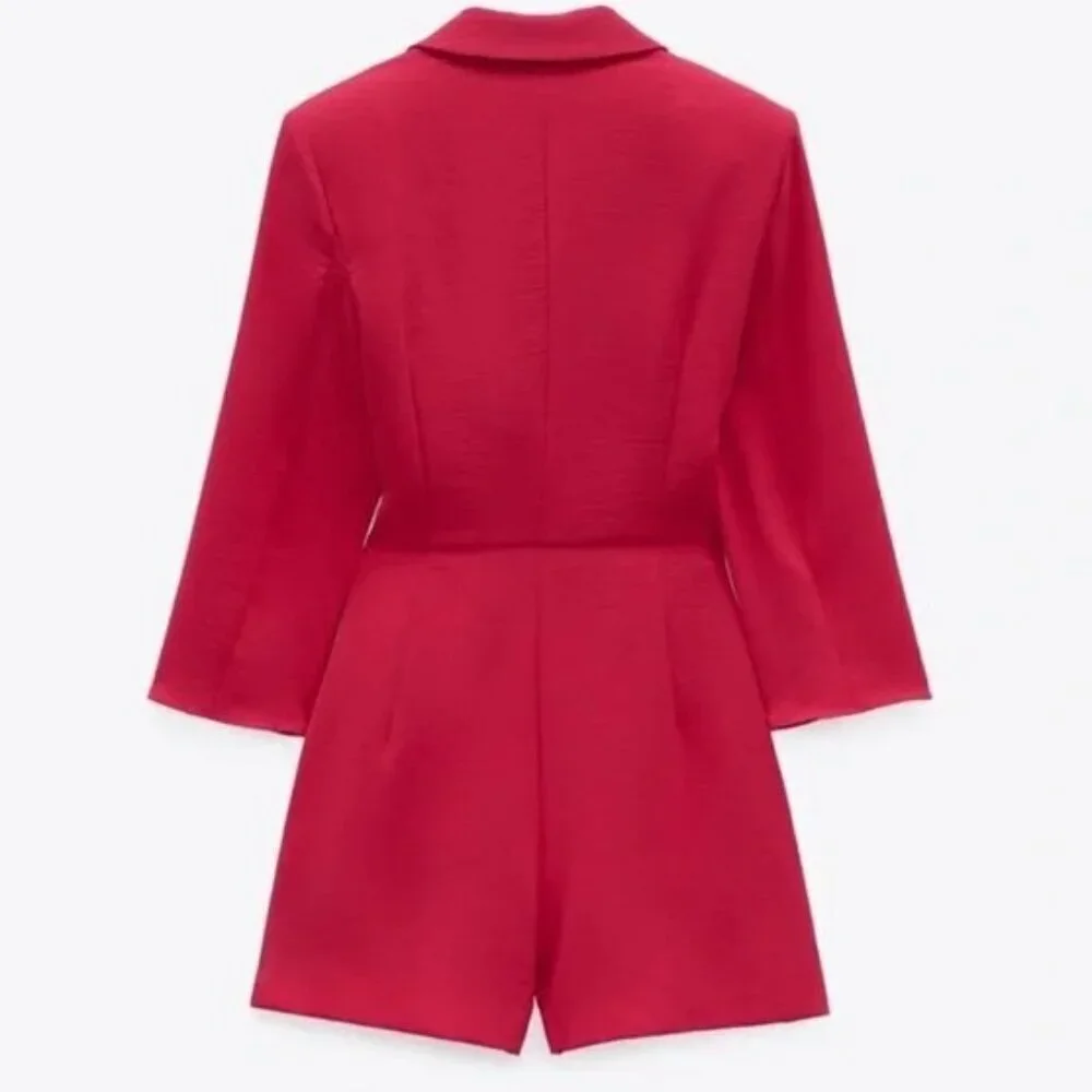 ZARA BUCKLED WRAP JUMPSUIT BLAZER XS 0387/055/630